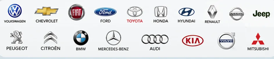 Logotipos de montadoras atendidas pela Dil Car Cubatão